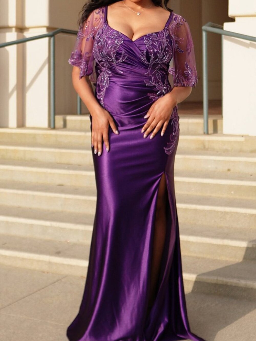 NWT May Queen MQ2173 Sheer Mother of the Bride Dresses Eggplant size 20